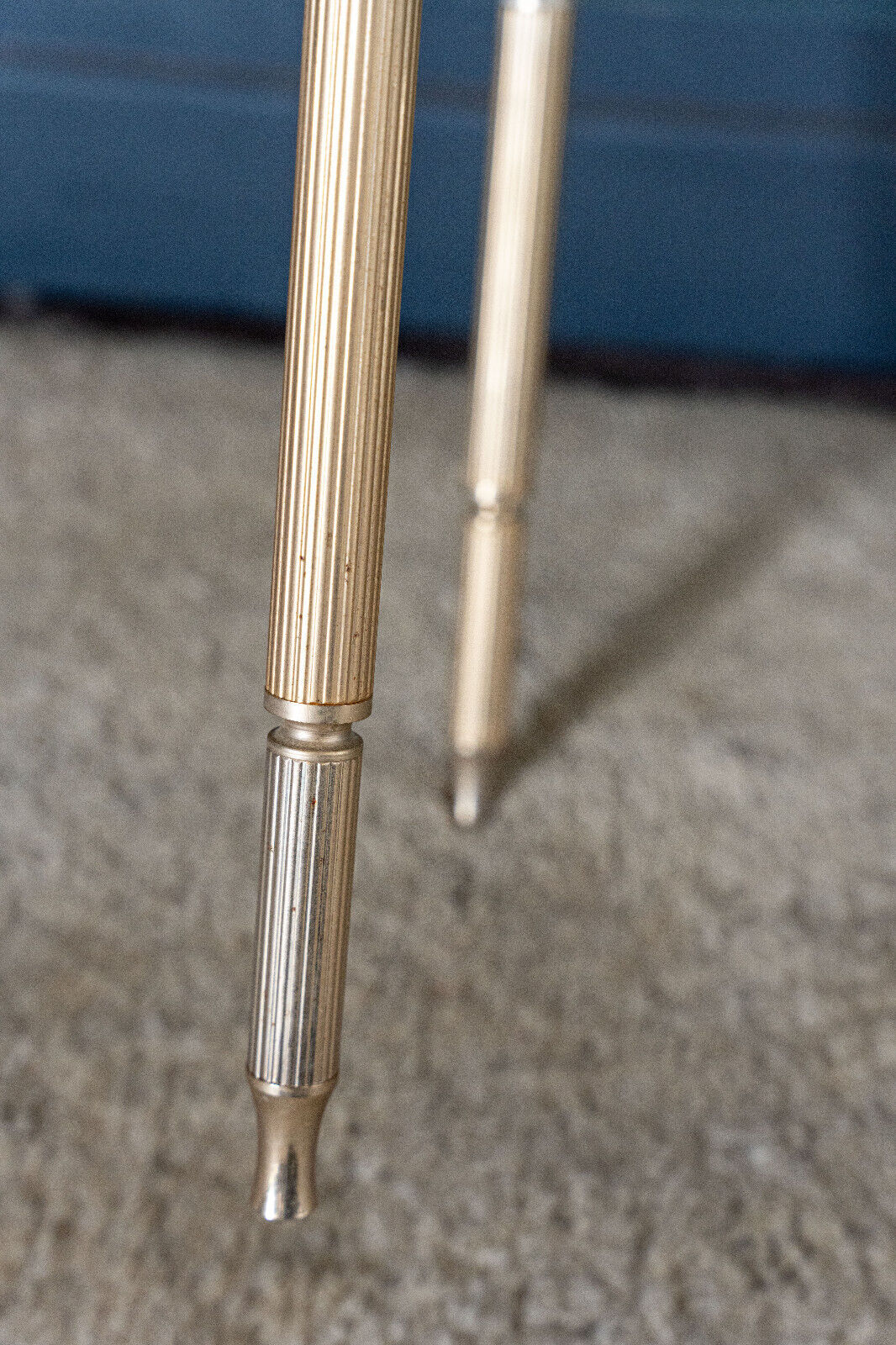 Bedside table 1980 golden metal 2 glass tops