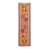 Turkish Handwoven Vintage Herki Kilim 93 cm x 340 cm