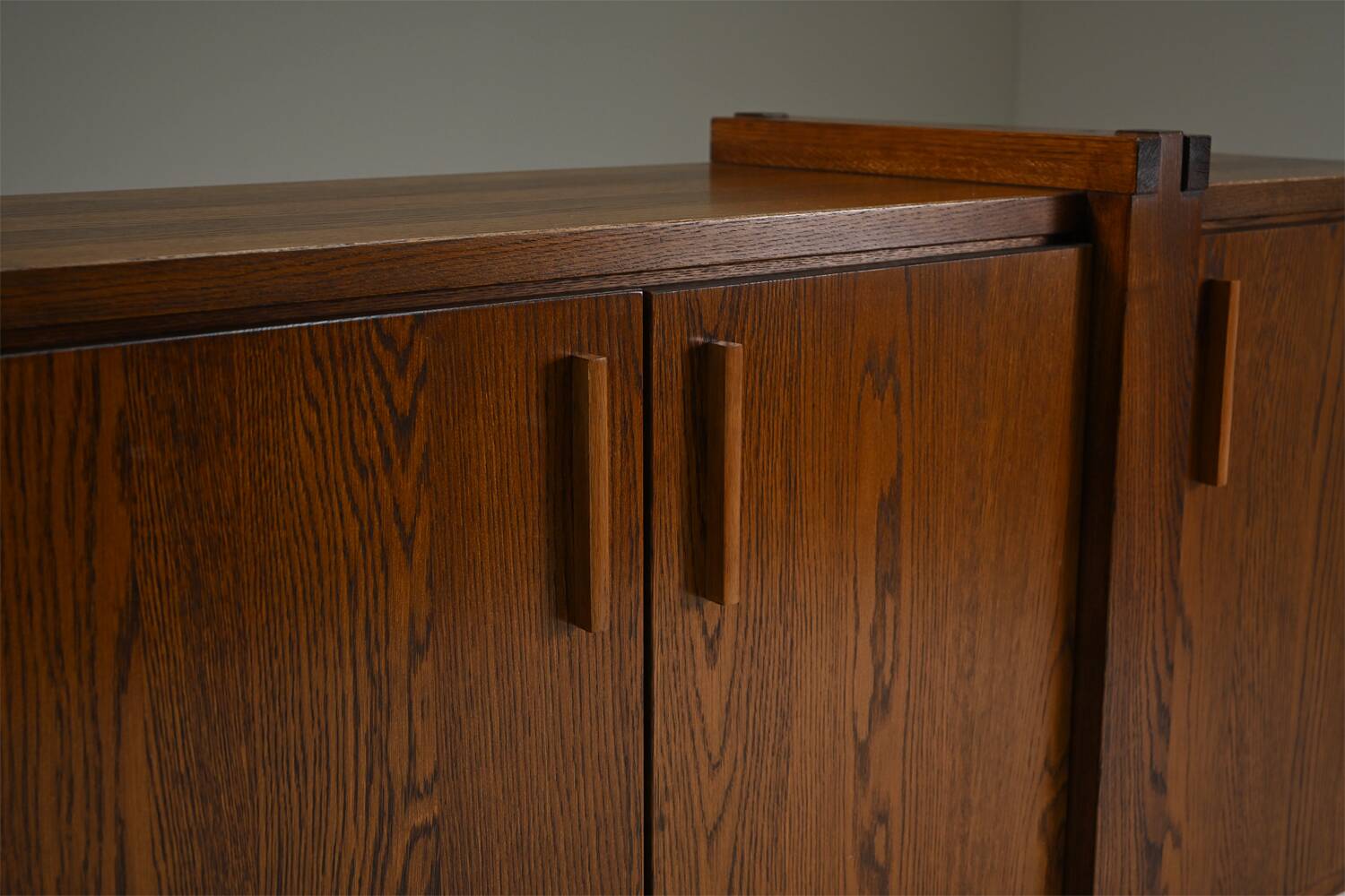 Dark stained brustalist oak sideboard, Belgium.