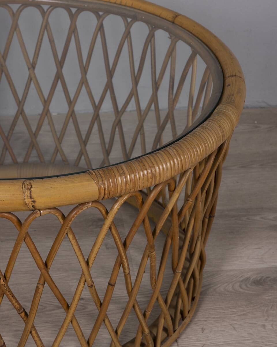 Vintage 1970s Italian design bamboo coffee table