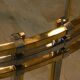 Dining table in chrome and gold steel, Romeo Rega style, Italy, 1970s.