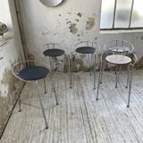 Set of 5 “silver moon” high stools Pascal Mourgue