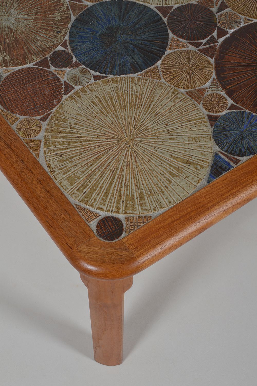 Coffee table with ceramic work by Tue Poulsen for Haslev Møbelsnedkeri, 1960s