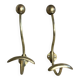 Pair of ball and hook coat hooks in brass
