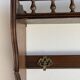 Antique wooden wall shelf with a turned gallery and 5 hooks L120 H40 D18