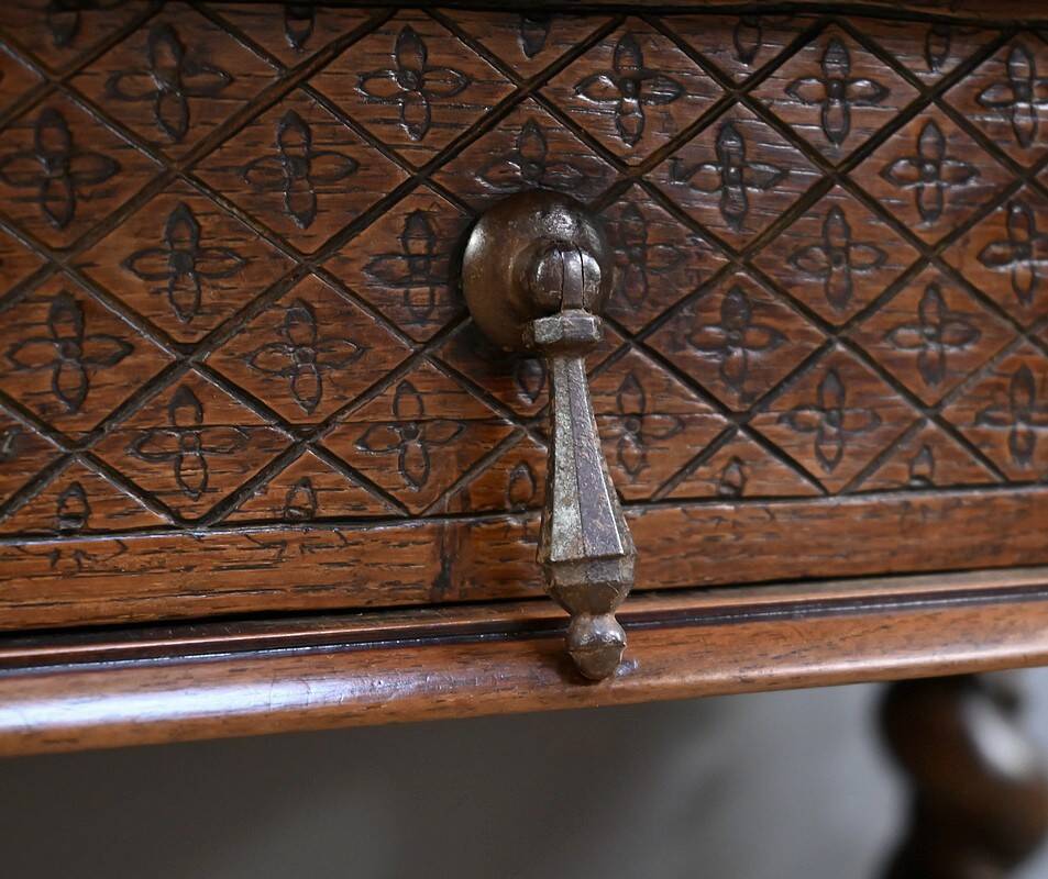 Small Oak Desk Table, Louis XIII Style – Mid-19th Century
