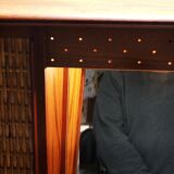 Arne Wahl Iversen Wall Mirror & Shelf Cabinet, Teak & Cane for Brenderup Denmark