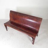 Cafe bench with curved plywood seat, 1990s