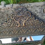 Miroir en cuivre repoussé ancien époque Napoléon III