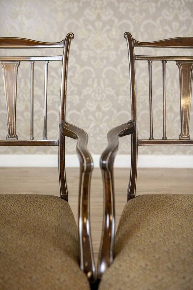 English Sheraton Style Armchairs and Chairs, Late 19th Century, Set of 4