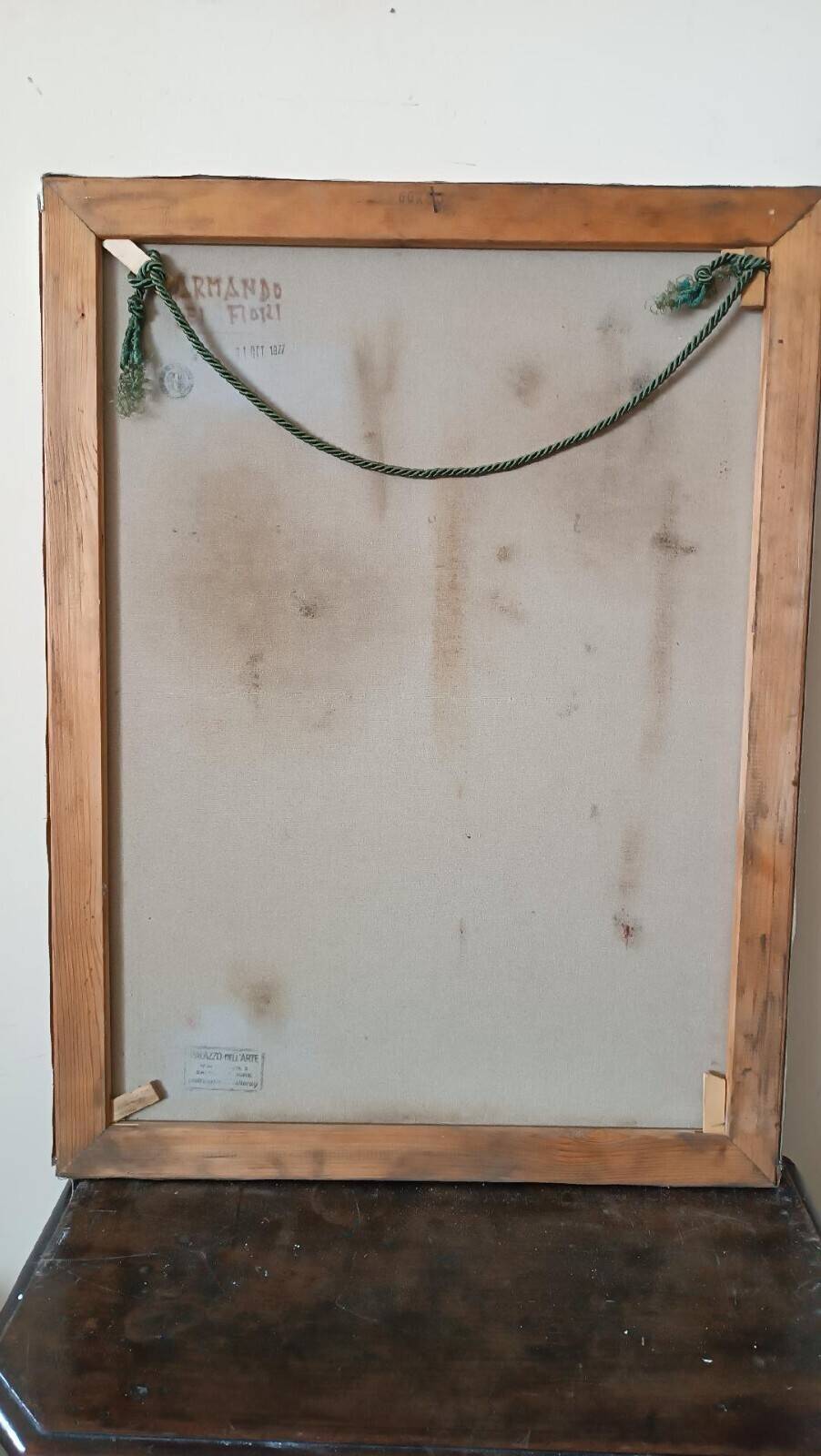 Oil painting on canvas vase with flowers 1970 signed Armandoi of flowers