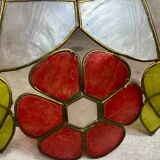 Vintage pendant light in mother-of-pearl and brass