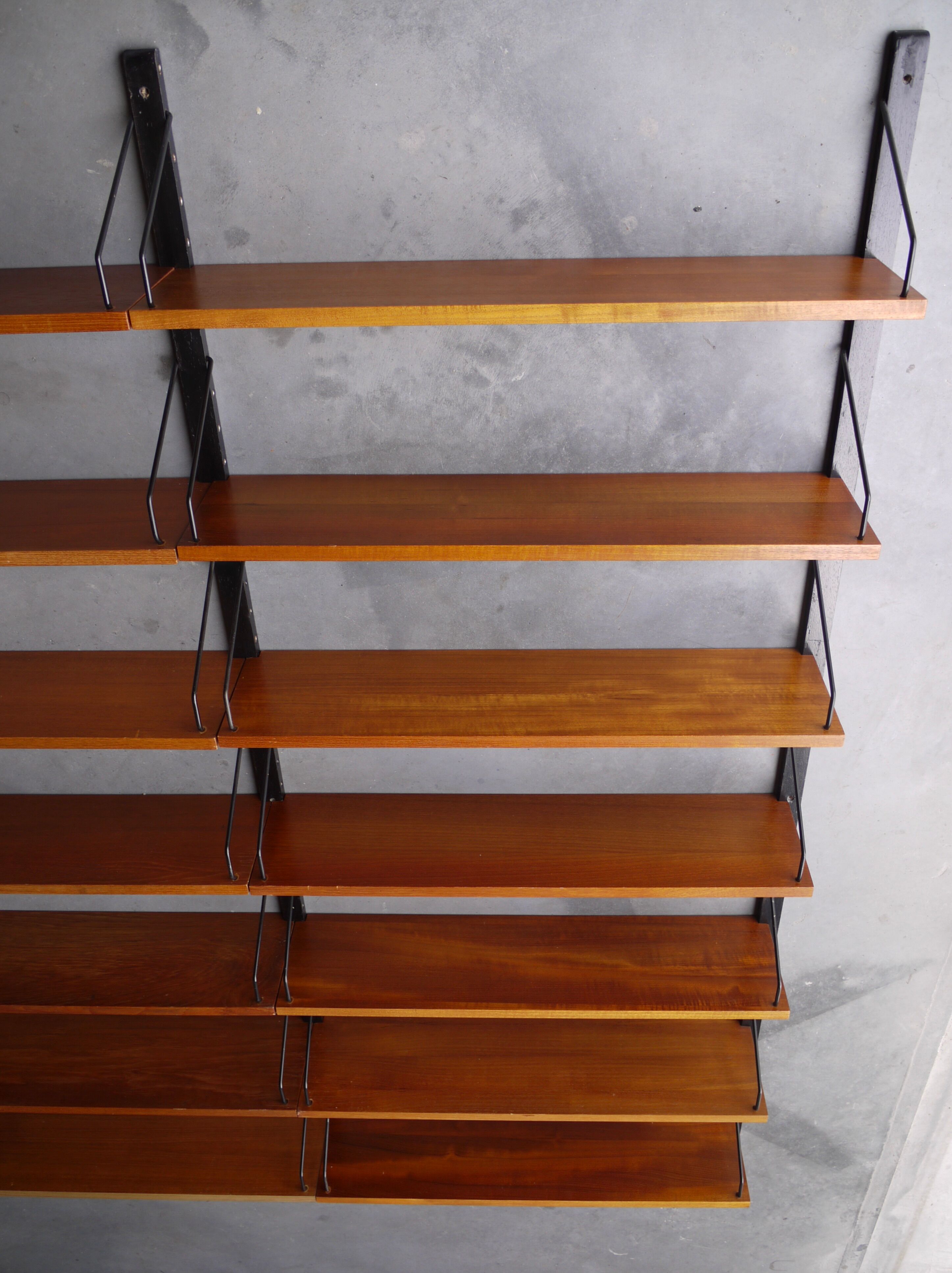 Vintage teak wall shelving system shelves by Poul Cadovius, 1960s