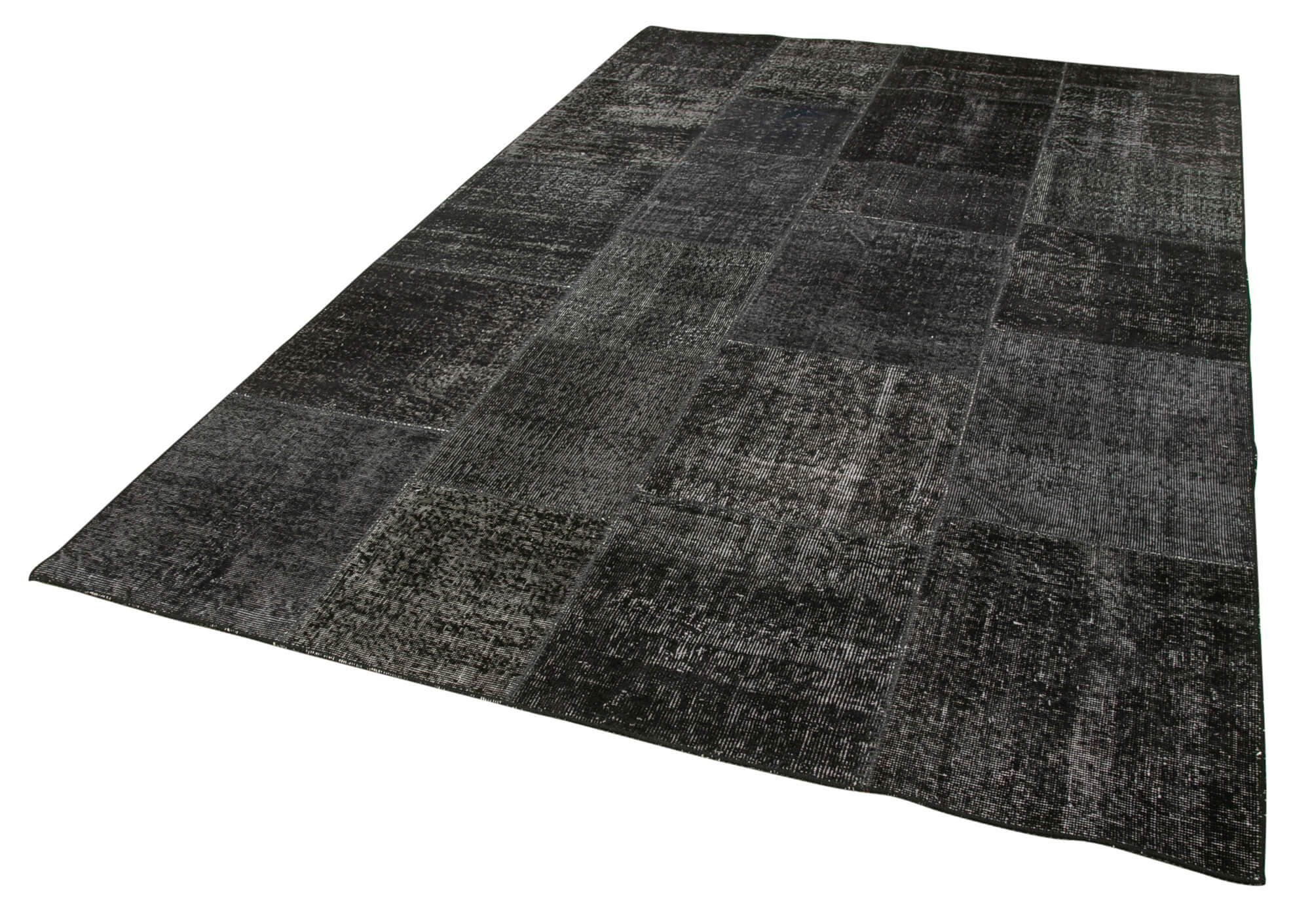 Handmade Turkish Overdyed 193 cm x 300 cm Black Patchwork Carpet