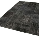 Tapis turc surteint fait à la main 193 cm x 300 cm tapis patchwork noir