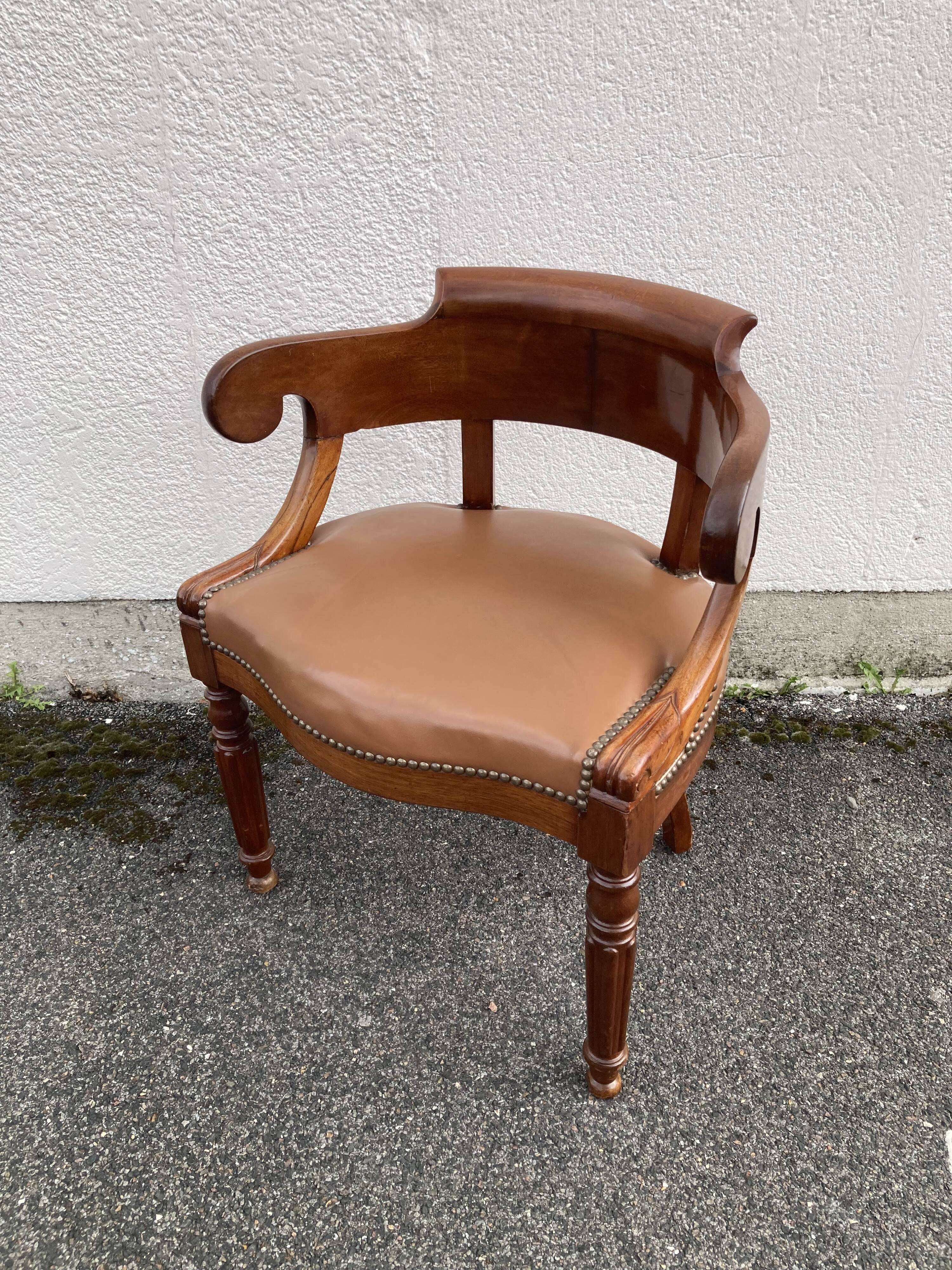 19th-century mahogany office chair