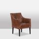 Lintello. Pair of camel leather armchairs. 1970s.