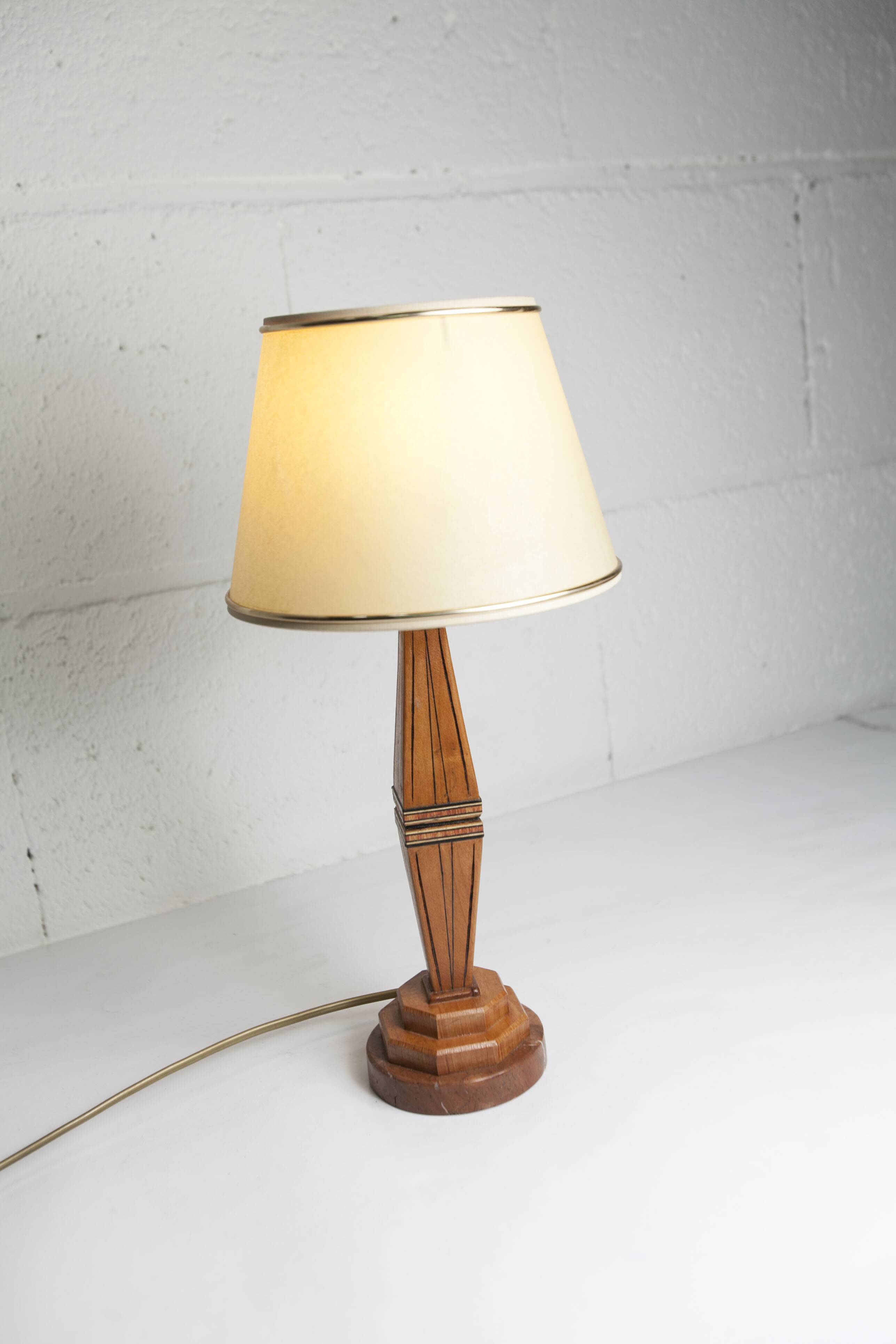 Table lamp 1930 art deco wood Verona marble