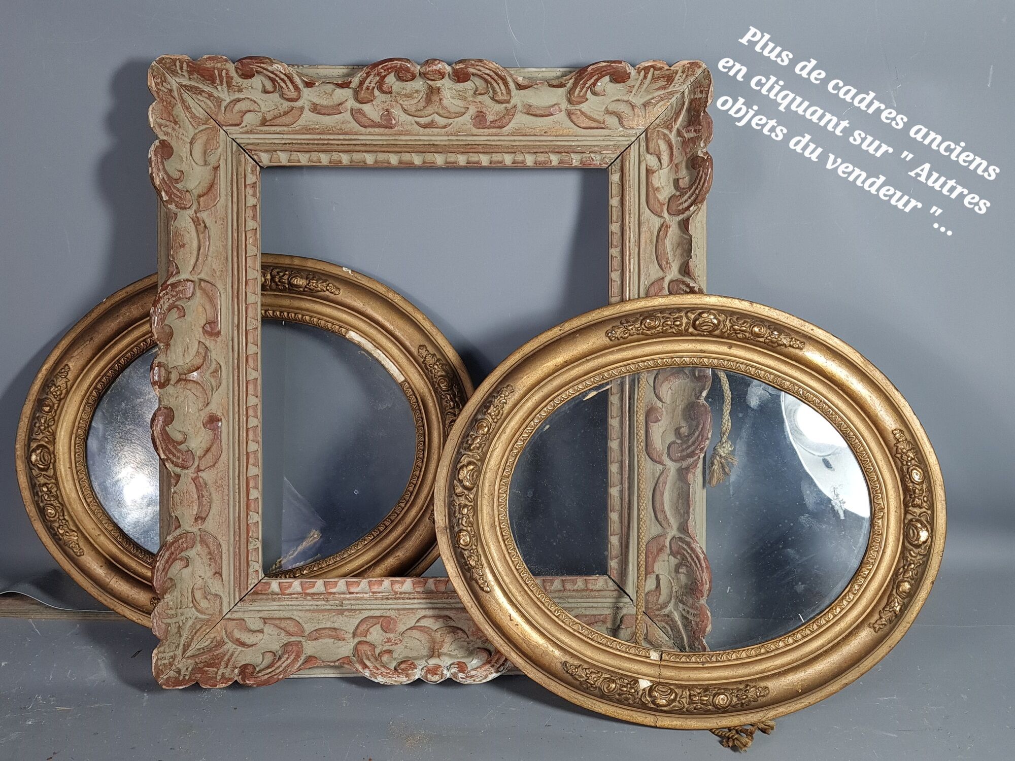 Old louis XVI style mirror carved wood, beveled ice 31x25 cm SB