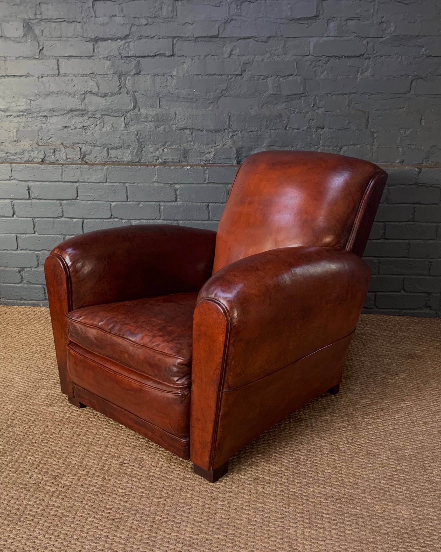 French, leather club chair, cuban lounge model circa 1940's
