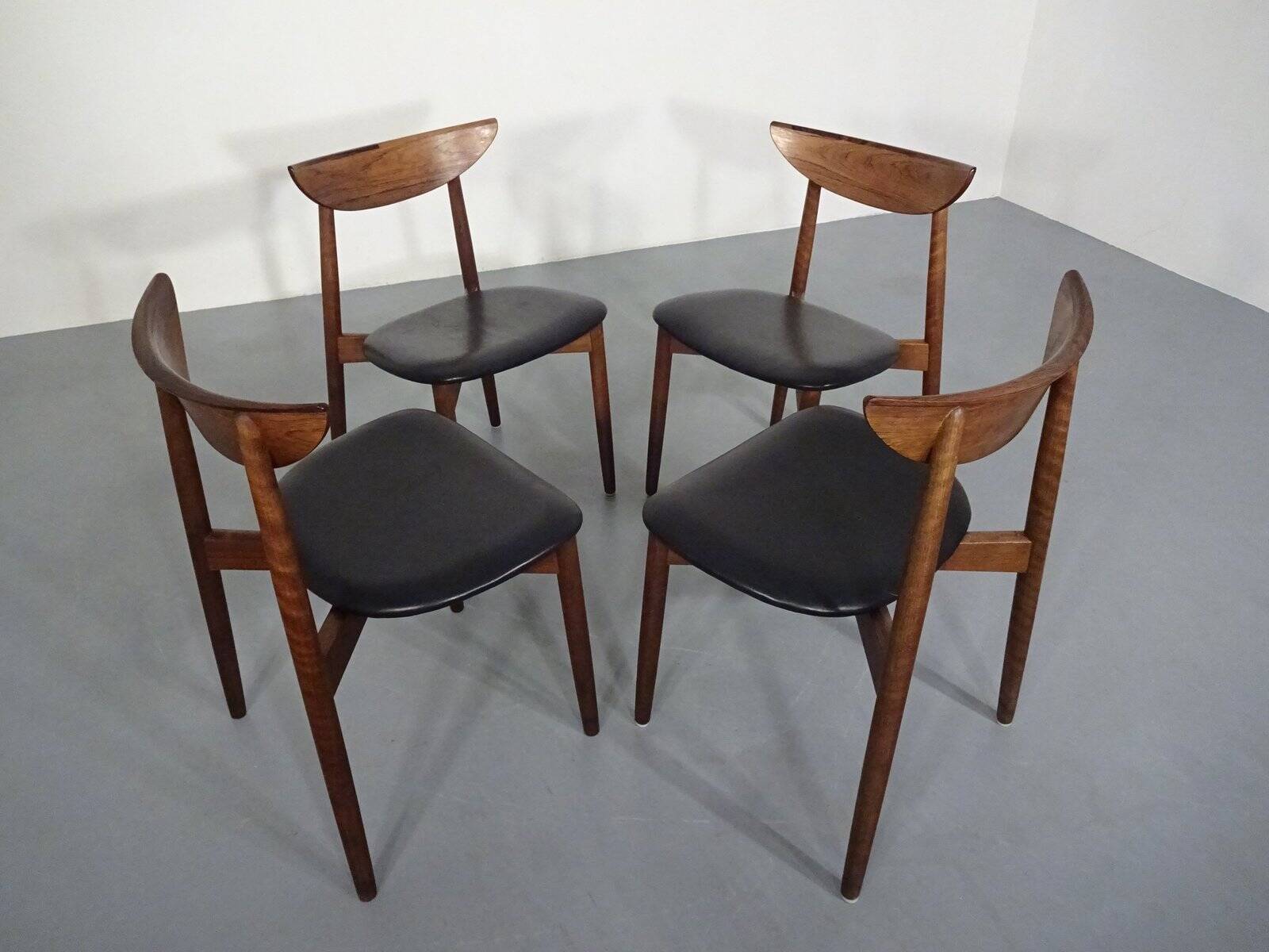 Rosewood dining chairs by Harry Østergaard for Randers Møbelfabrik, Denmark, 1960s, set of 4.
