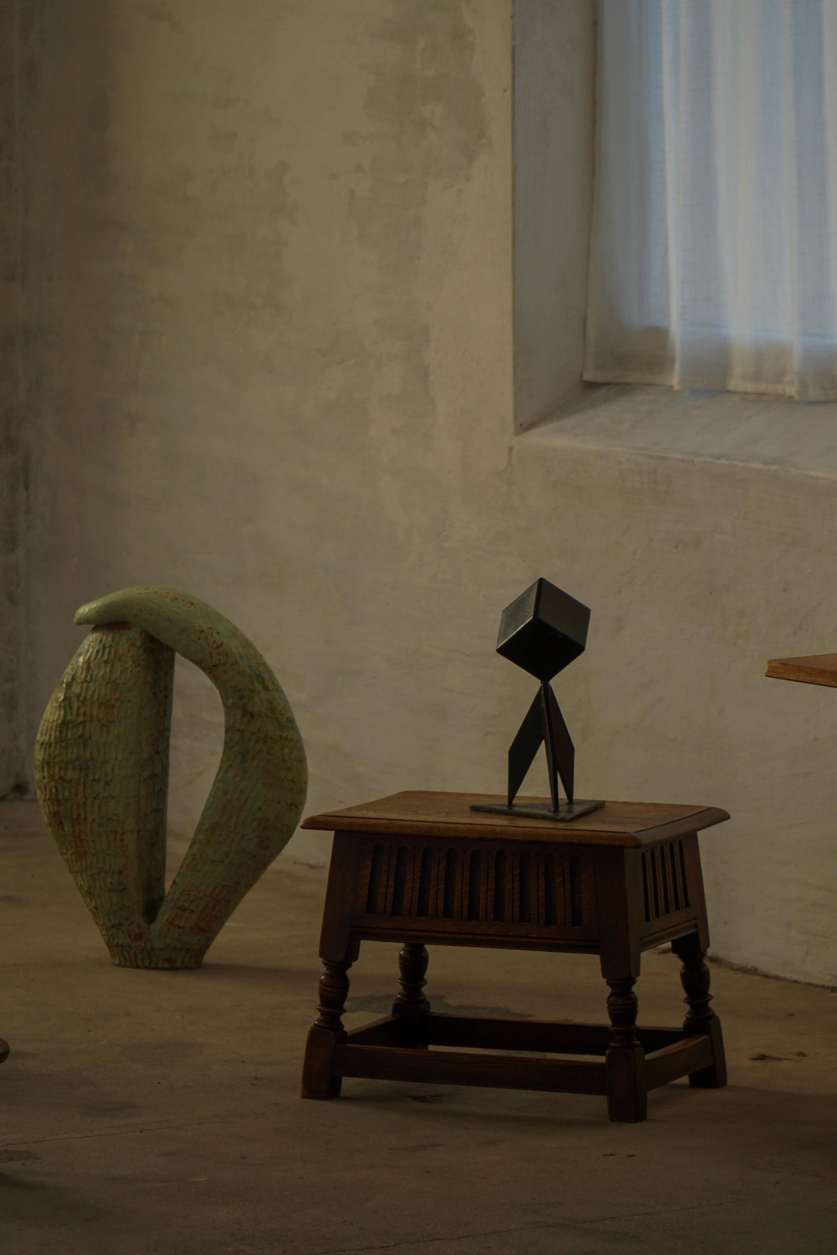 Scandinavian oak stool/box from the early 20th century, 1900s.