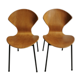 2 wooden chairs - metal circa 1950 Genevieve Dangles