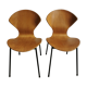 Set de 2 chaises en bois & métal circa 1950 Geneviève Dangles
