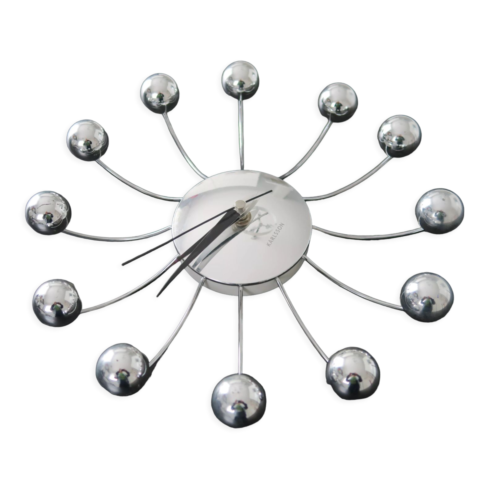 Wall clock spider chrome design karlsson vintage 1970-80