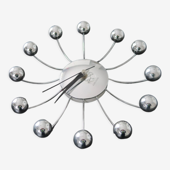 Pendule murale spider chrome design karlsson  vintage 1970-80