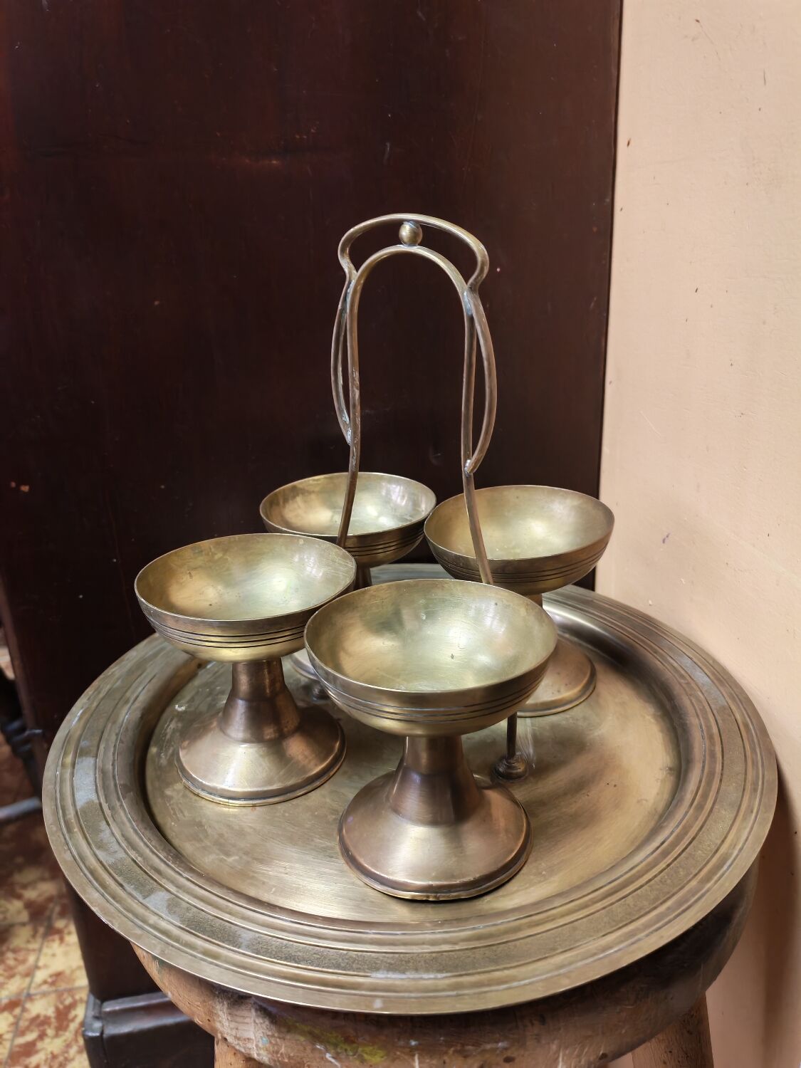 Vintage brass boho style aperitif server