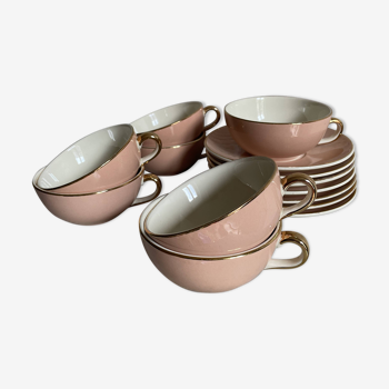 Set of seven pink Villeroy Boch porcelain cups