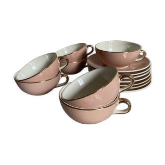 Set of seven pink Villeroy Boch porcelain cups
