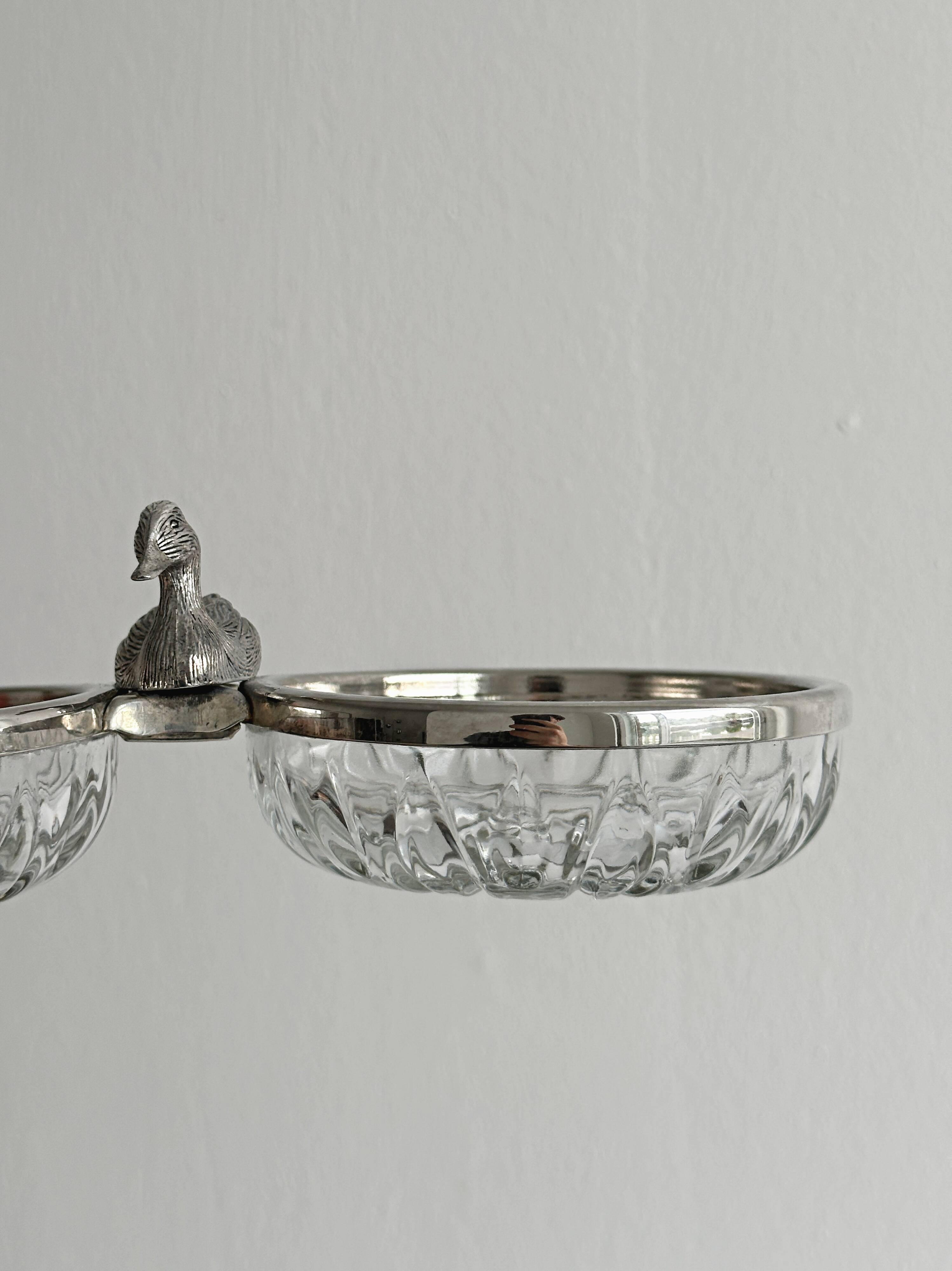 Double cut glass bowl