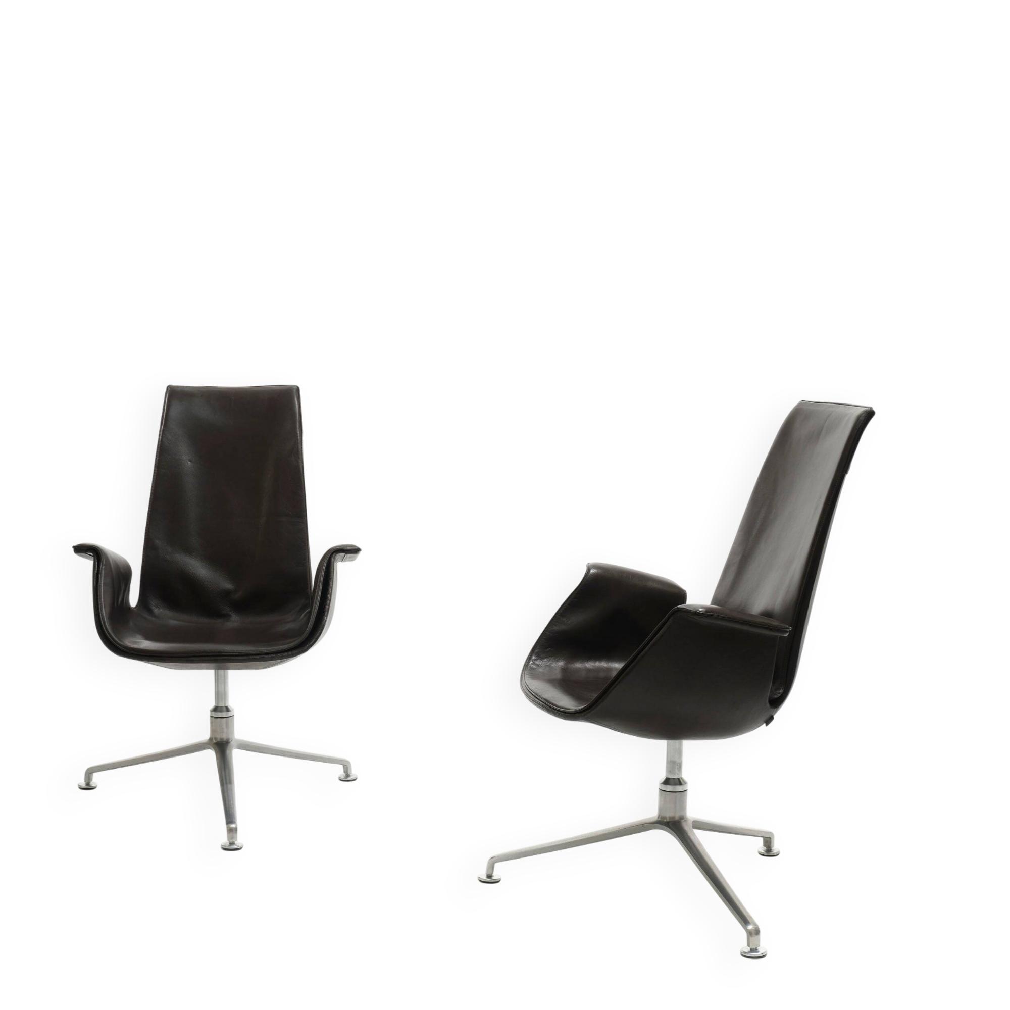 PAIR OF FK 6725 LEATHER ARMCHAIRS, KNOLL, FABRICIUS & KASTHOLMON, 1960s