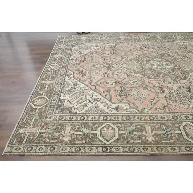 1970s Vintage Persian Handmade Wool Orange Area Rug 298x370