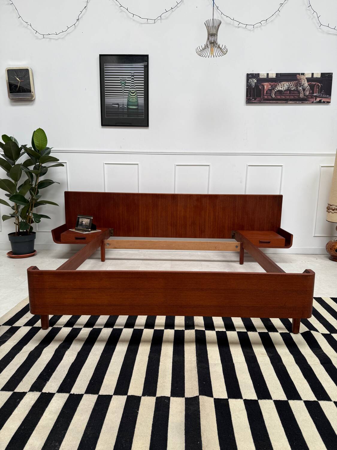 Scandinavian double teak bed