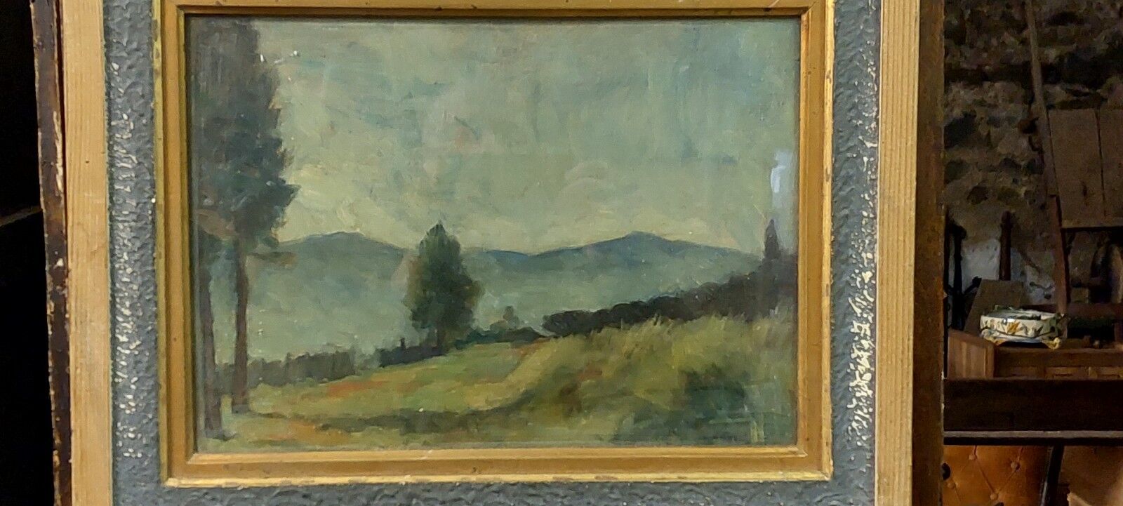 Ennio Cocchi landscape and still life painted on both sides of the panel.