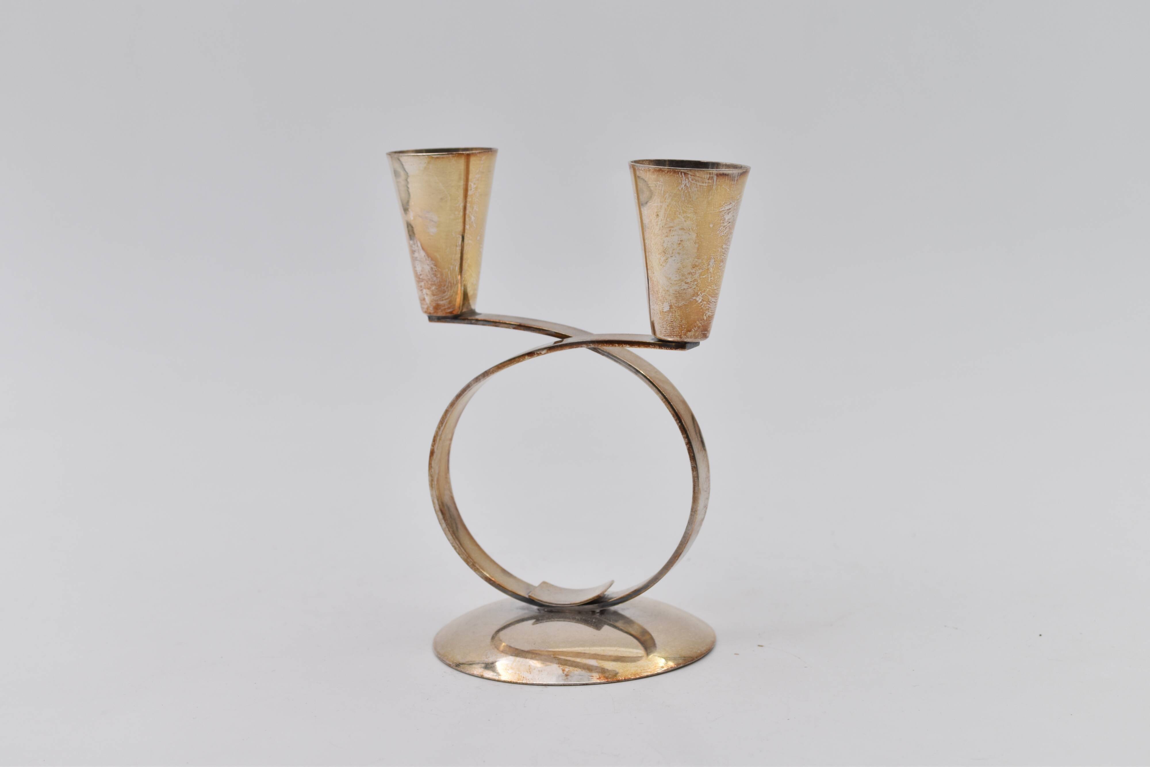 Vintage Danish silver metal candlestick