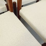Set of 6 vintage Scandinavian chairs in teak and bouclette fabric from the 60s