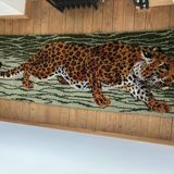 Vintage wool rug featuring a leopard (tiger)