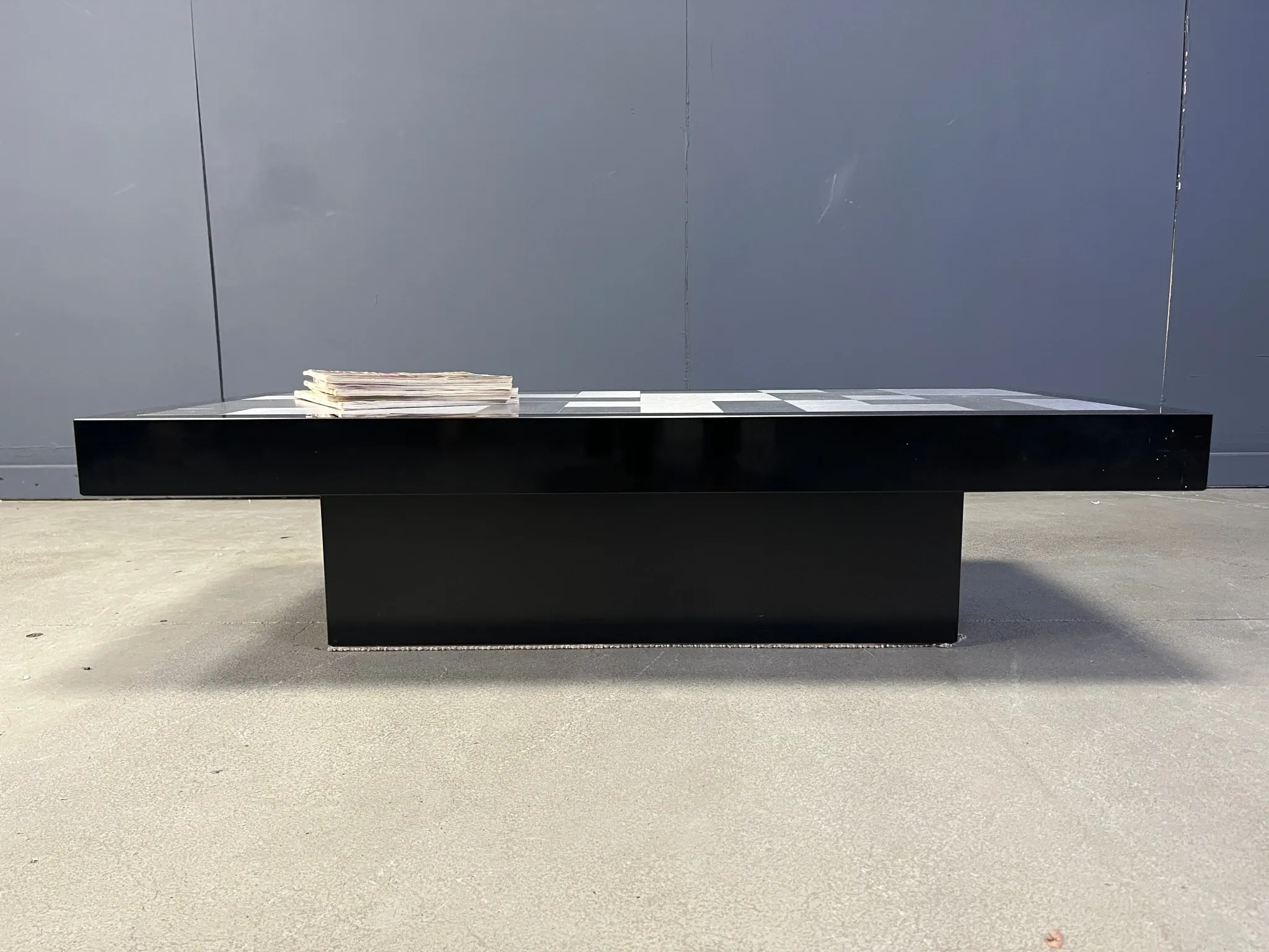 Vintage lacquer and aluminum coffee table, 1970s