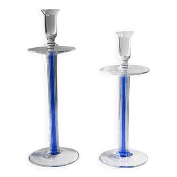2 IVV Italia Glass Candleholders - 1980s