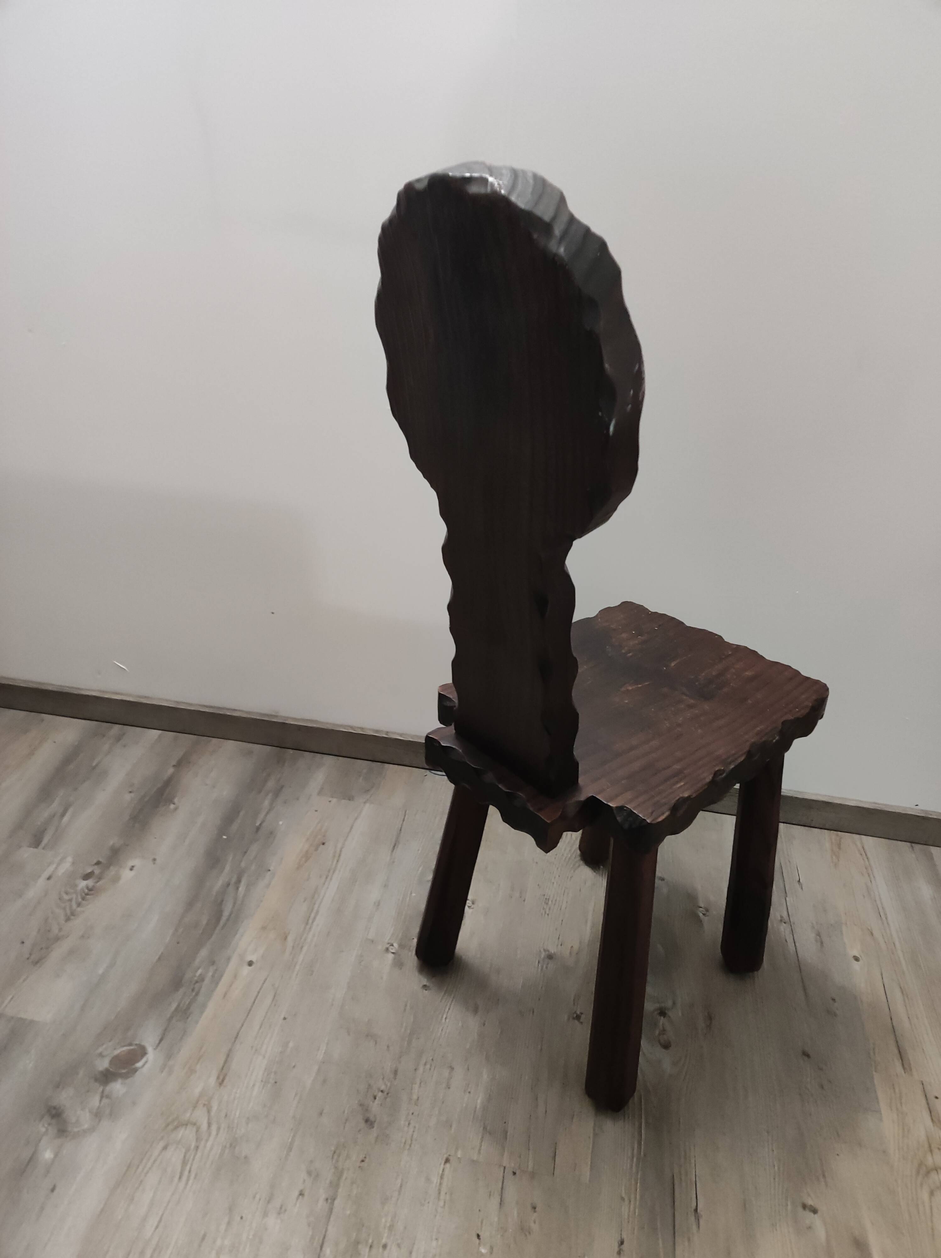 Vintage brutalist brutalist carved wooden chair