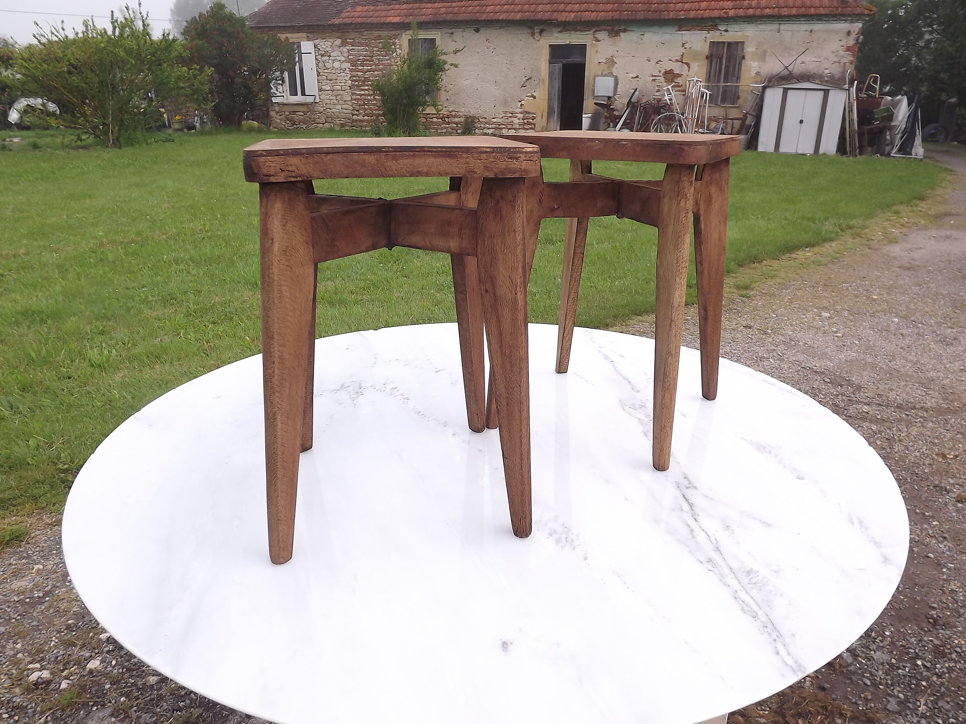 Pair of vintage stools wood
