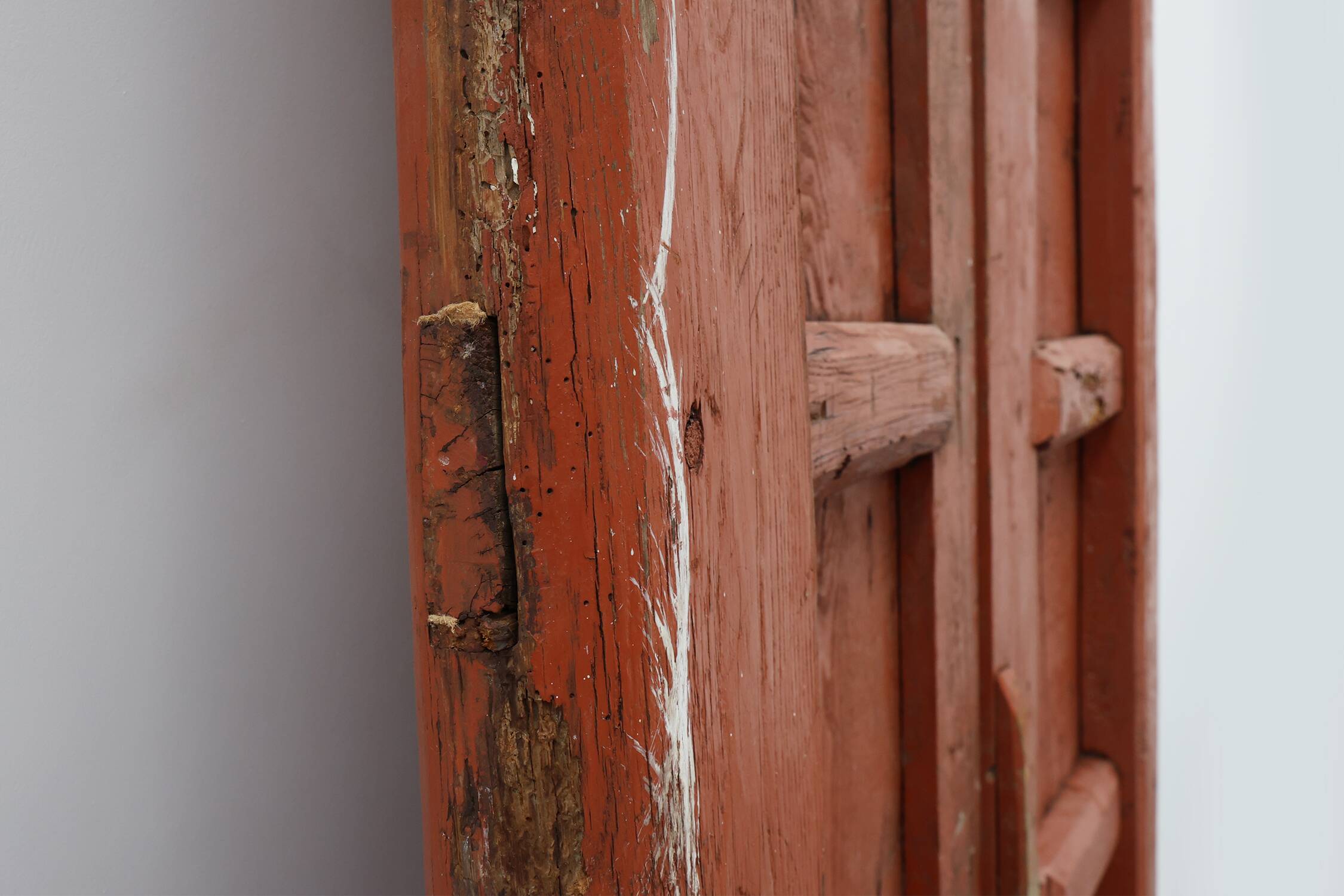 Large 17th century Monastery doors in terracotta lacquered oak, Portugal