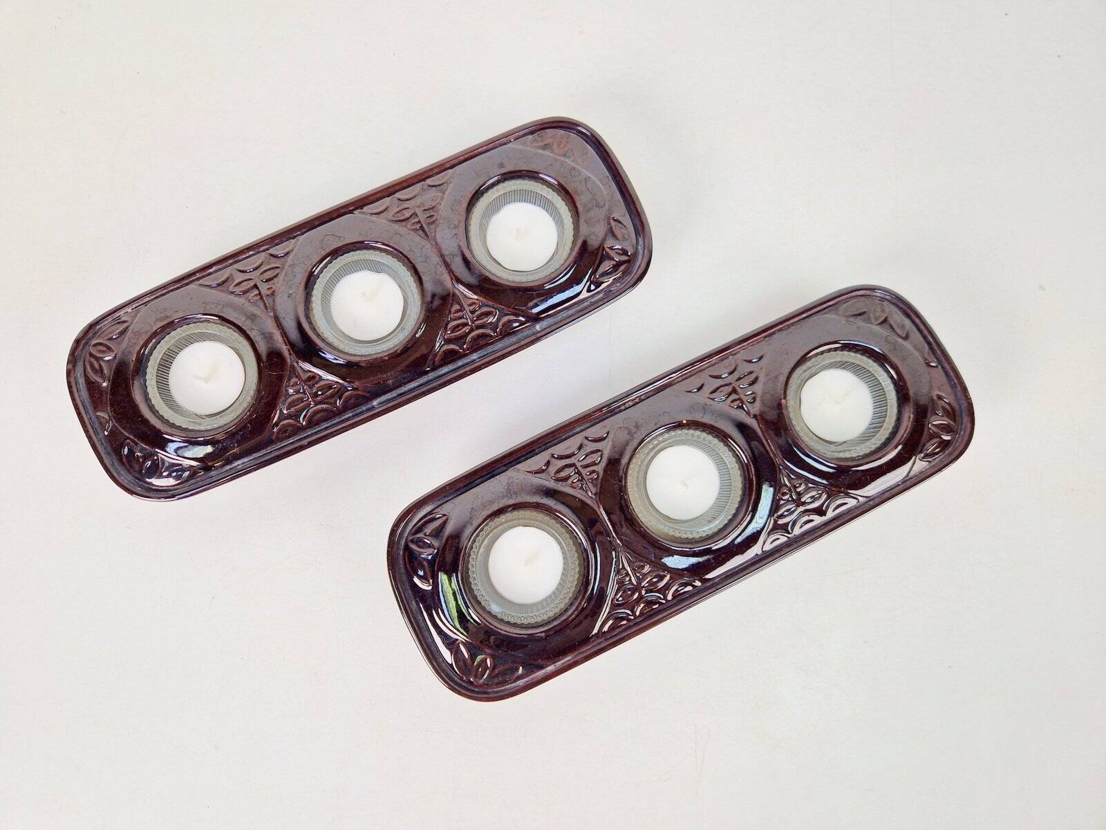 Vintage Tealight Holders in Ceramic from Bay Keramik, 1960s, Set of 2