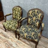 Pair of Louis XV period cabriolet armchairs in carved wood, 18th century