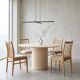Vintage Dining Chairs Set of 4, Natural beech wood, Herringbone fabric