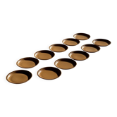 11 assiettes à dessert en grès liseré brun Sarreguemines